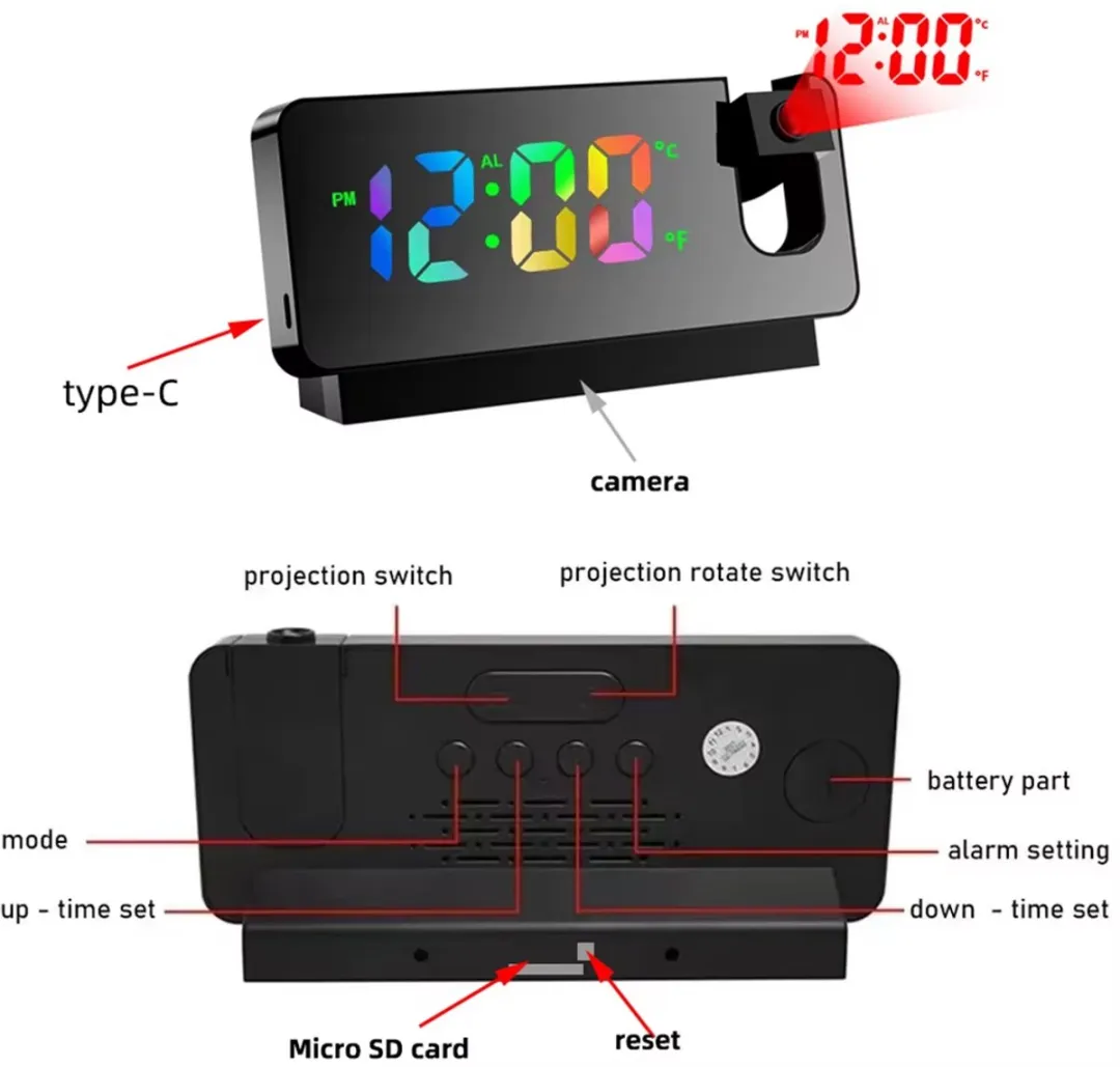 RedParrot Clockcamera Verborgen Camera Klok - 8MP - Zwart