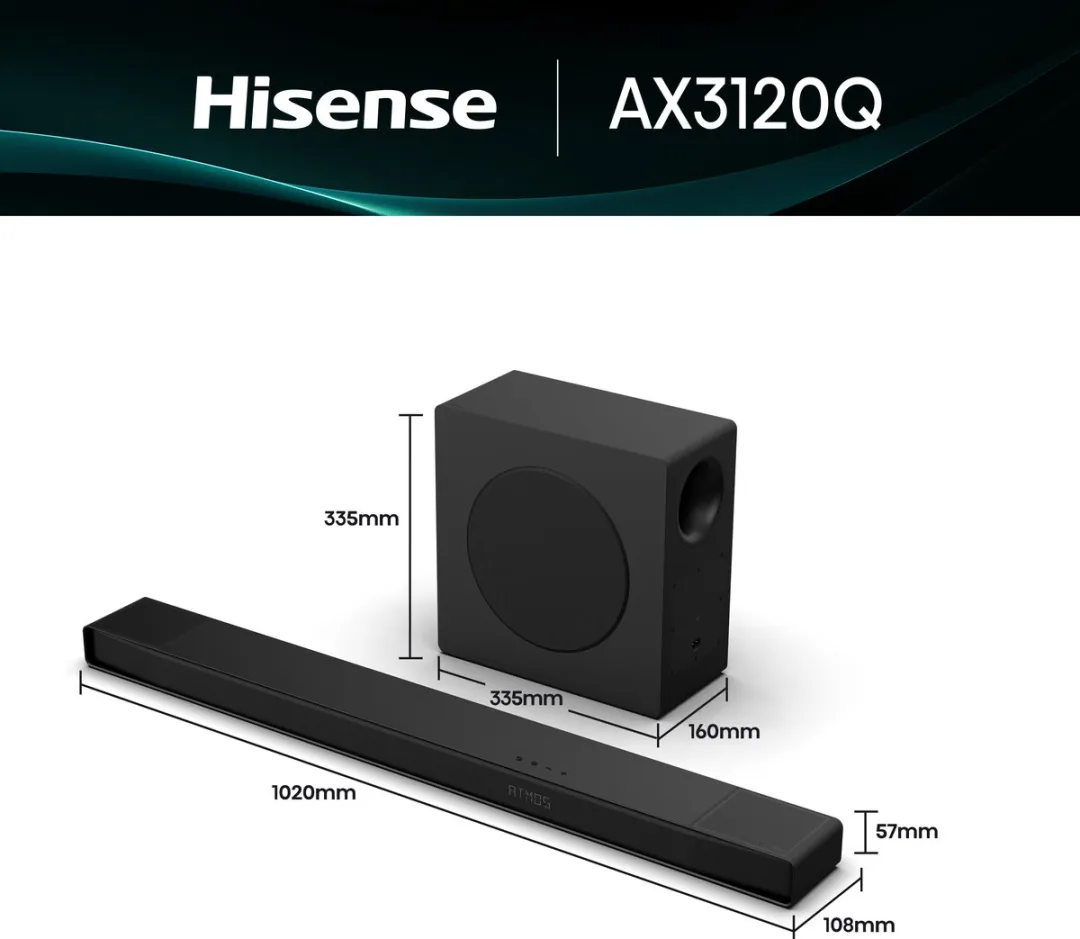 Hisense AX3120Q Soundbar 3.1.2 - 440W - Zwart