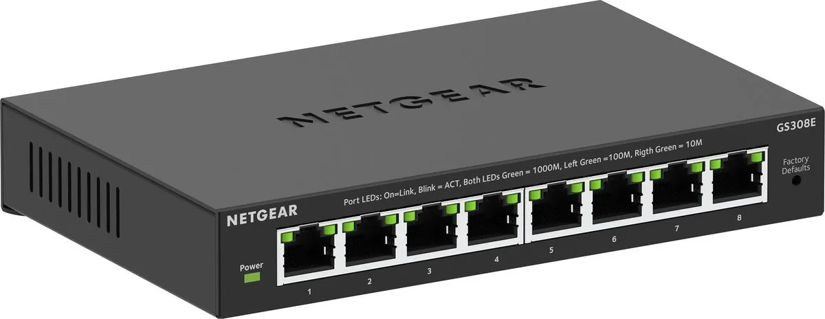 Netgear GS308E-400EUS Managed Switch 8 Poorten - 1Gbps - Zwart