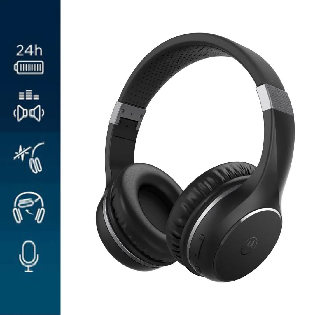 Motorola MOTO XT220 Draadloze Koptelefoon - 24 uur - Noise Cancelling - Zwart