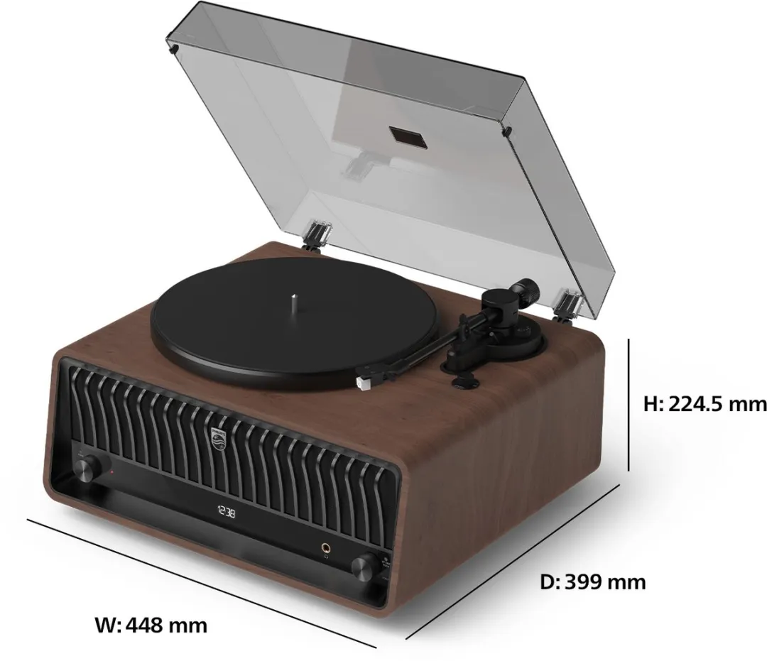 Philips Century Range Tina TAV9000D Platenspeler - DAB+/FM/BT - 240W - Bruin/Zwart