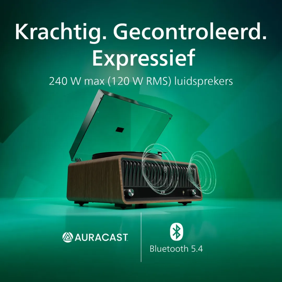 Philips Century Range Tina TAV9000D Platenspeler - DAB+/FM/BT - 240W - Bruin/Zwart