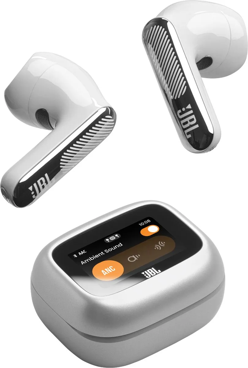 JBL Live Flex 4 Draadloze Oortjes - Noise Cancelling - 50u - IP54 - Zilver