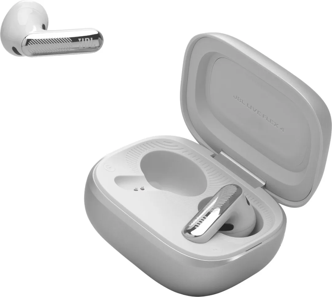 JBL Live Flex 4 Draadloze Oortjes - Noise Cancelling - 50u - IP54 - Zilver