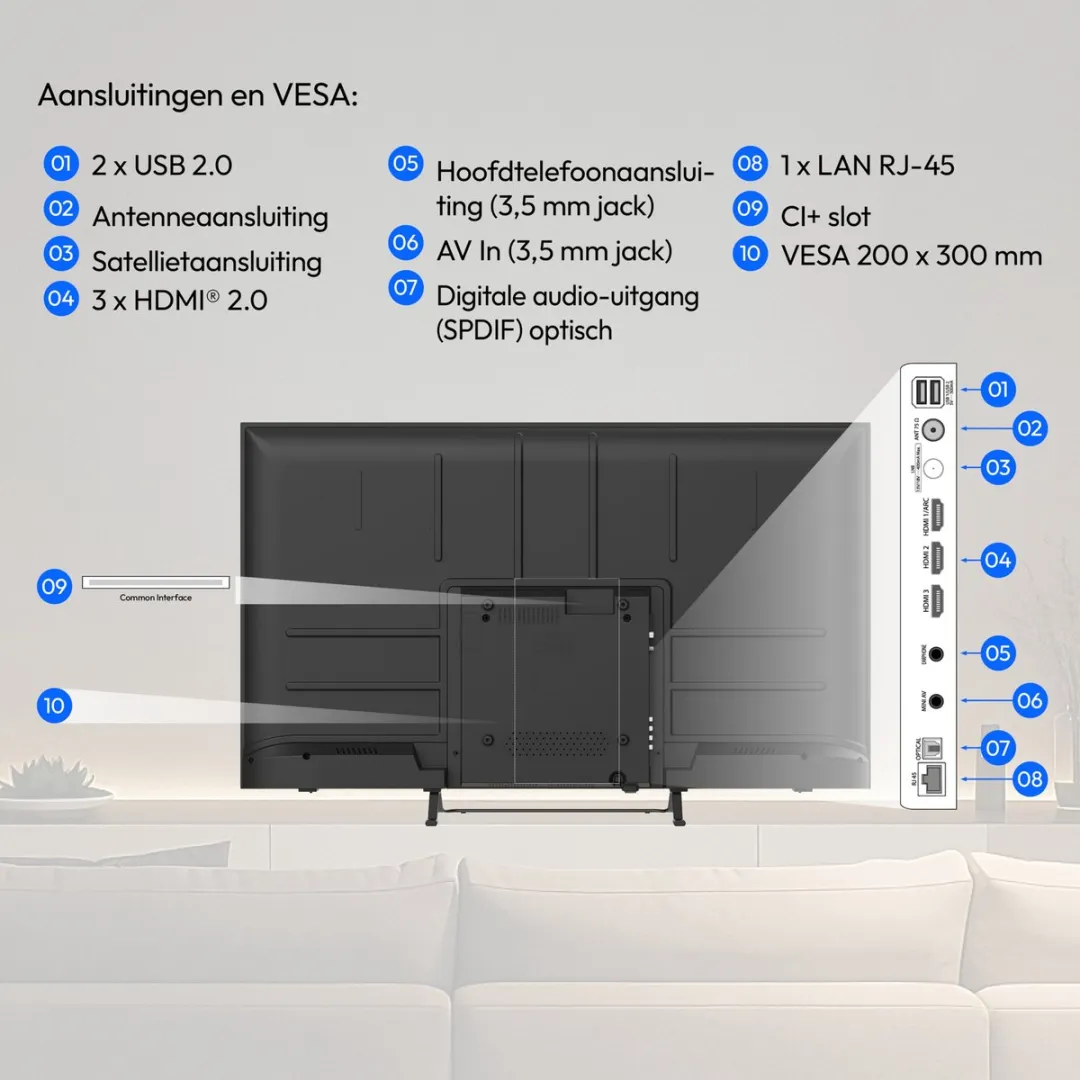 Medion 108cm Smart-TV MD 843302 - Dolby Vision HDR - Zwart