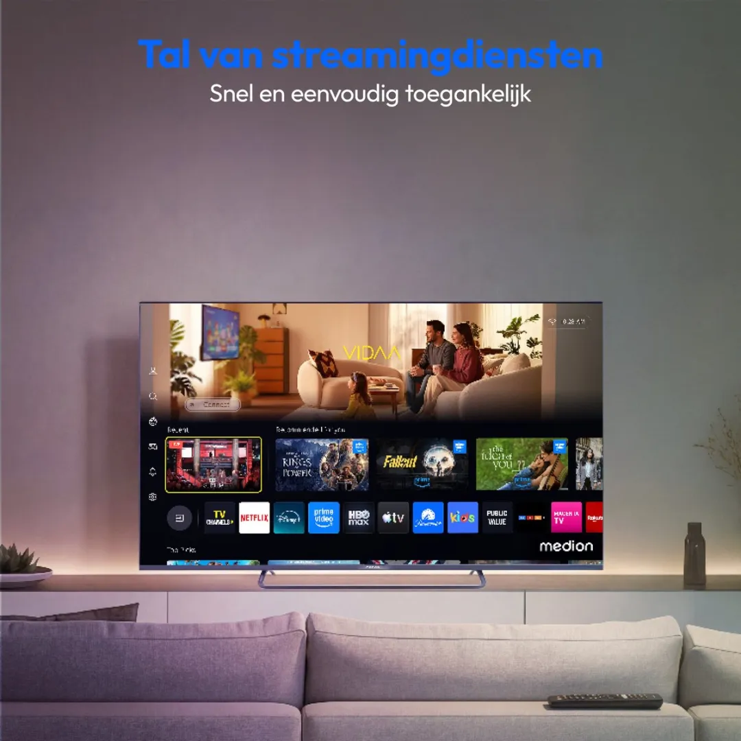 Medion 50" QLED Ultra HD Smart TV MD850602 - Zwart