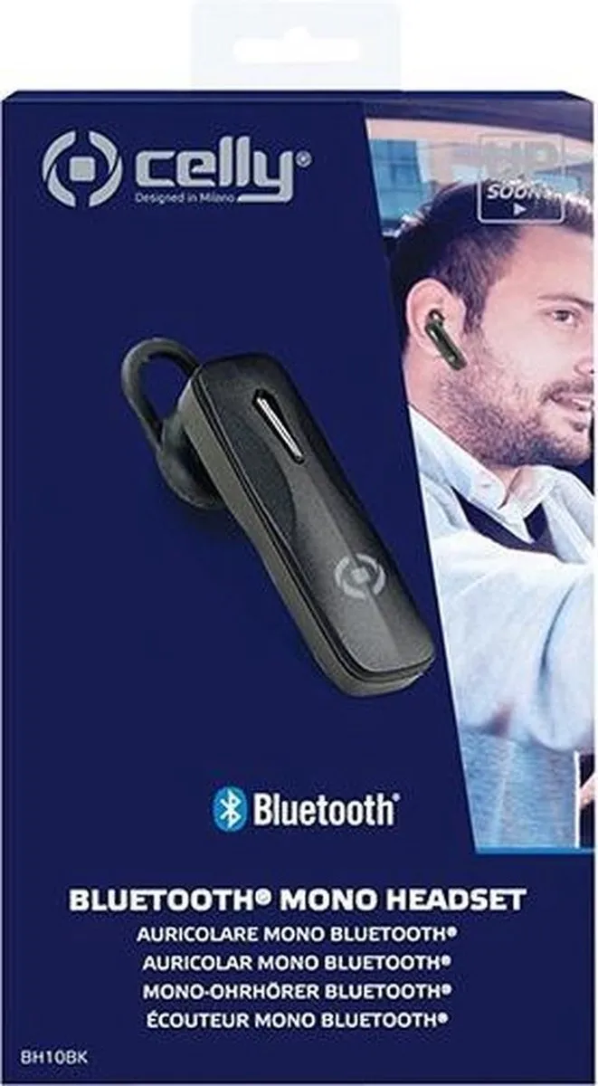 Celly BH10BK Bluetooth Headset - 60u standby - Zwart