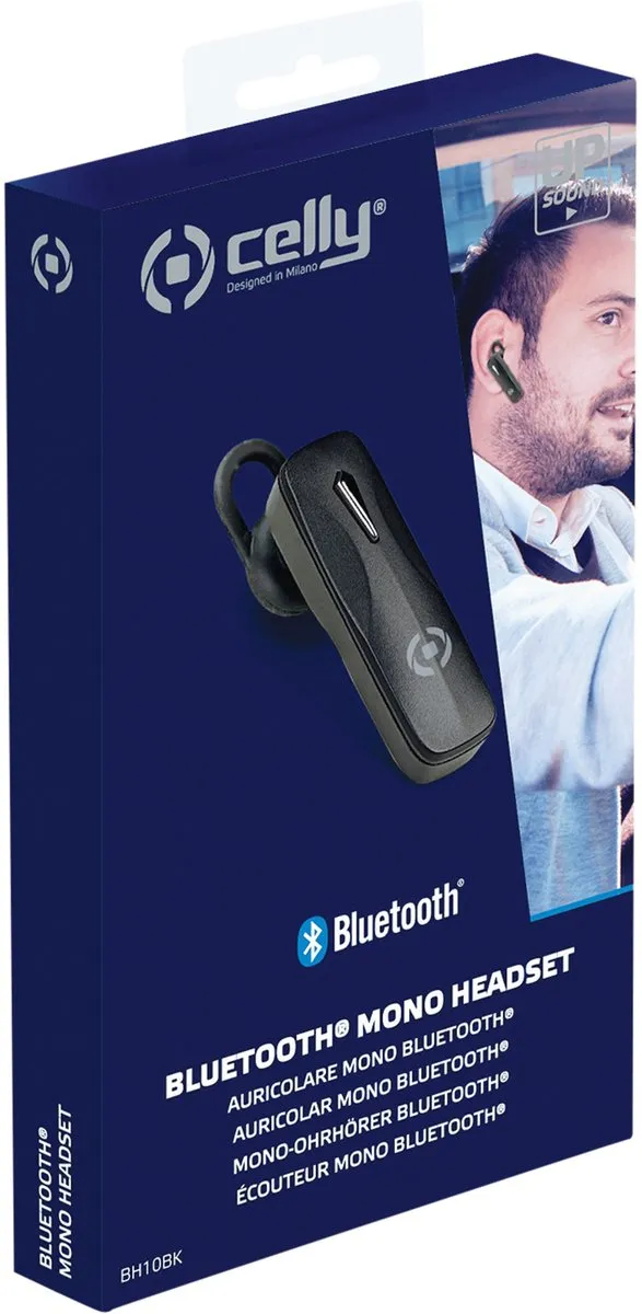 Celly BH10BK Bluetooth Headset - 60u standby - Zwart