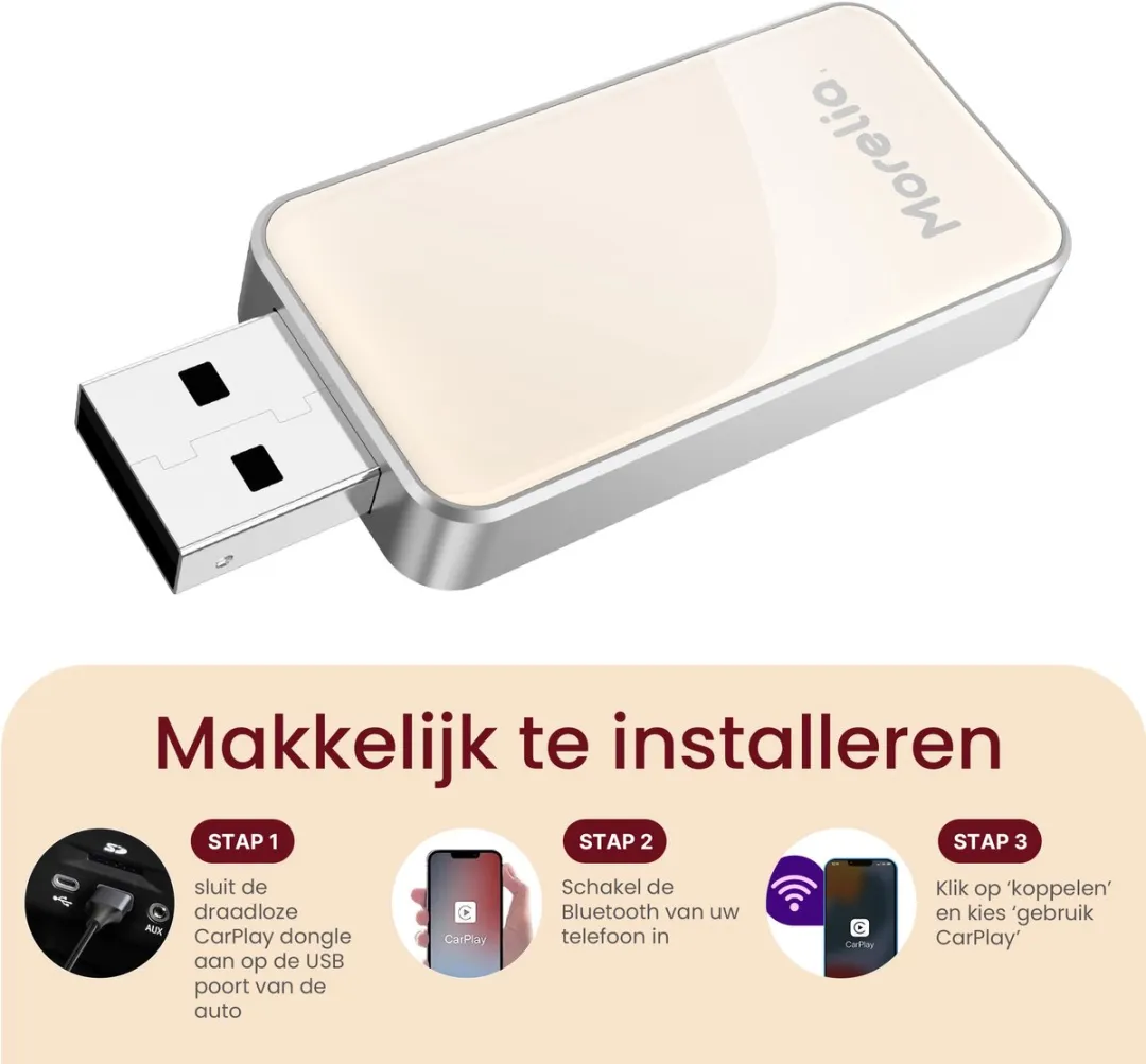 Morelia Draadloze CarPlay Dongle - Apple Beige - afbeelding 6 van 6
