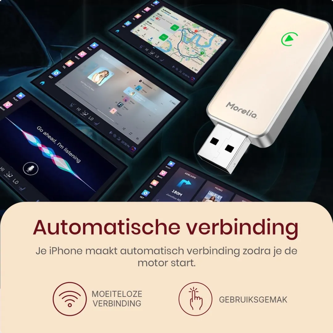Morelia Draadloze CarPlay Dongle - Apple Beige