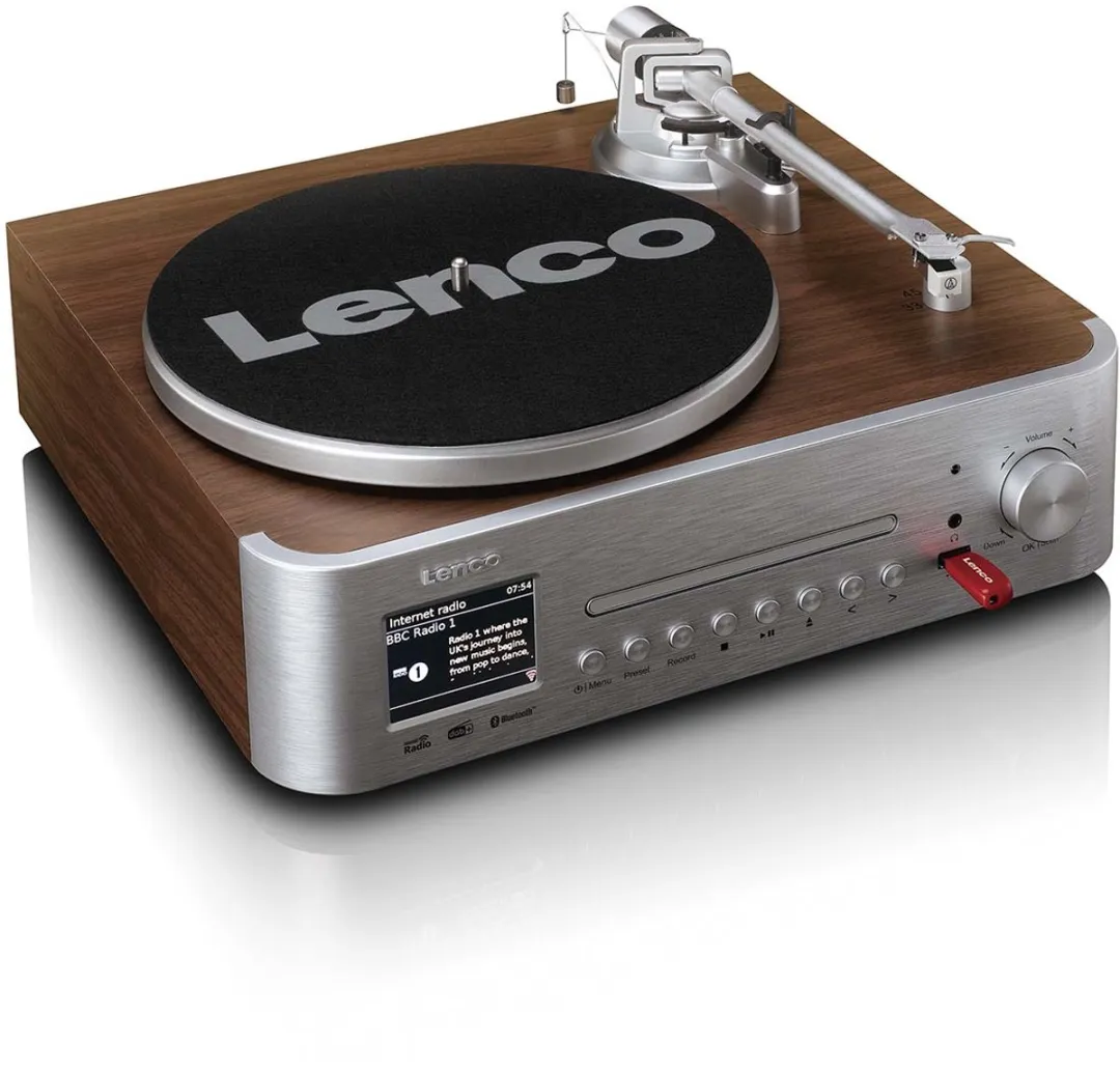 Lenco MC-860WDSI Platenspeler - DAB+/FM/Internetradio - CD/Bluetooth - 2x30W Hout Zilver