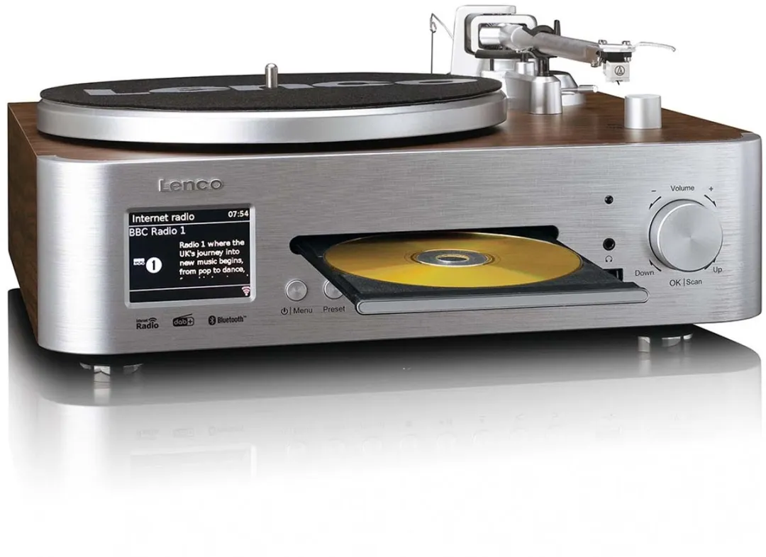 Lenco MC-860WDSI Platenspeler - DAB+/FM/Internetradio - CD/Bluetooth - 2x30W Hout Zilver