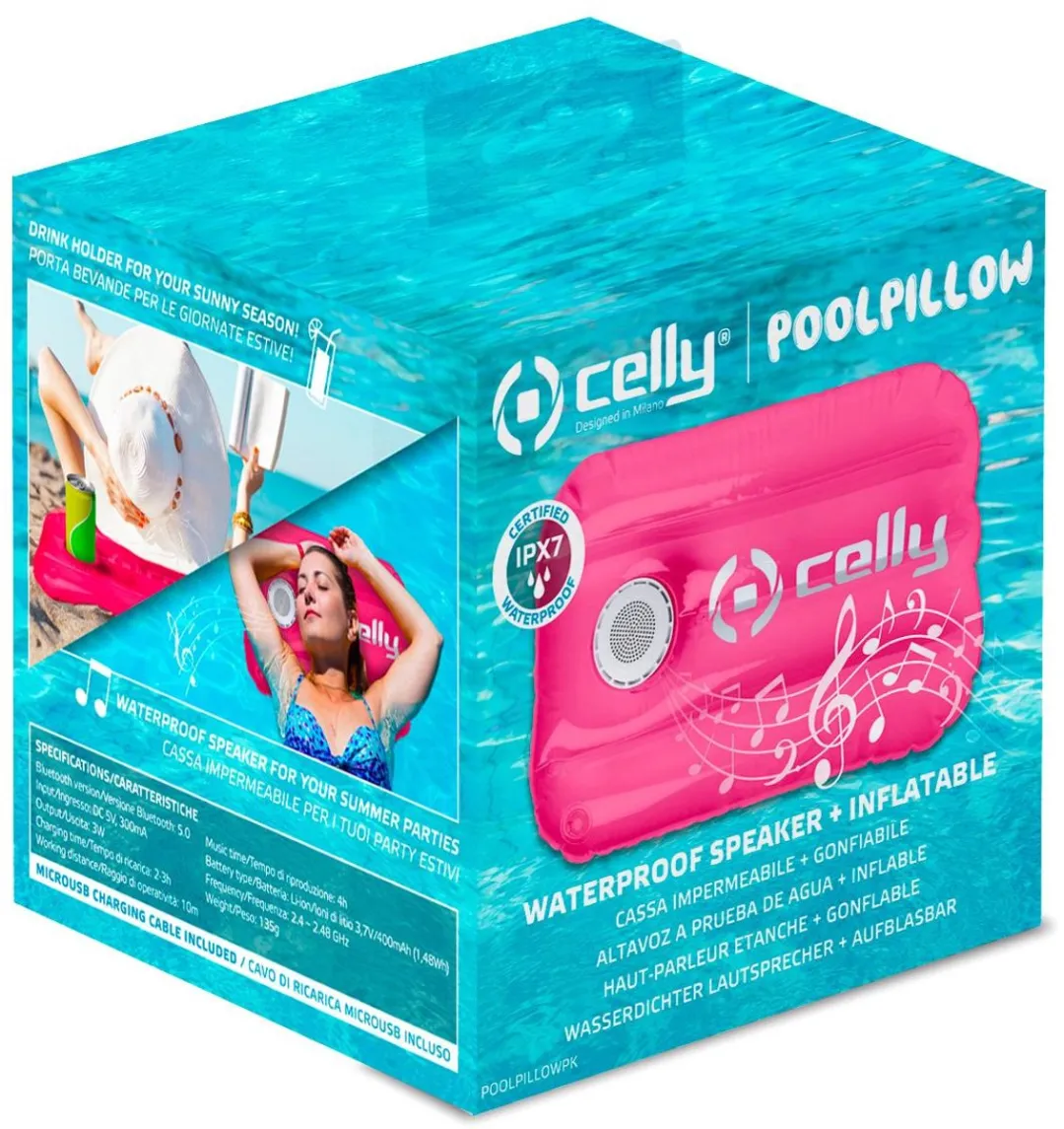 Celly PoolPillow Zwembadkussen met Speaker 3W - Roze