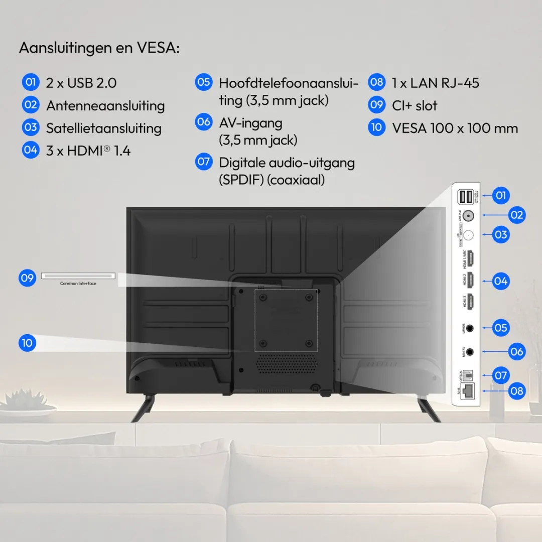 Medion 80cm Full HD Smart TV MD 832102 - 3x HDMI - Zwart