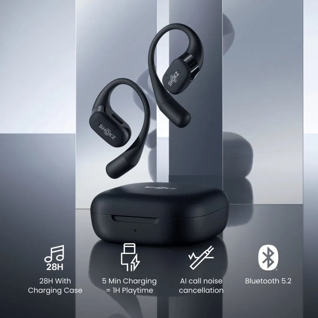 Shokz OpenFit Open-Ear Sporthoofdtelefoon - Zwart