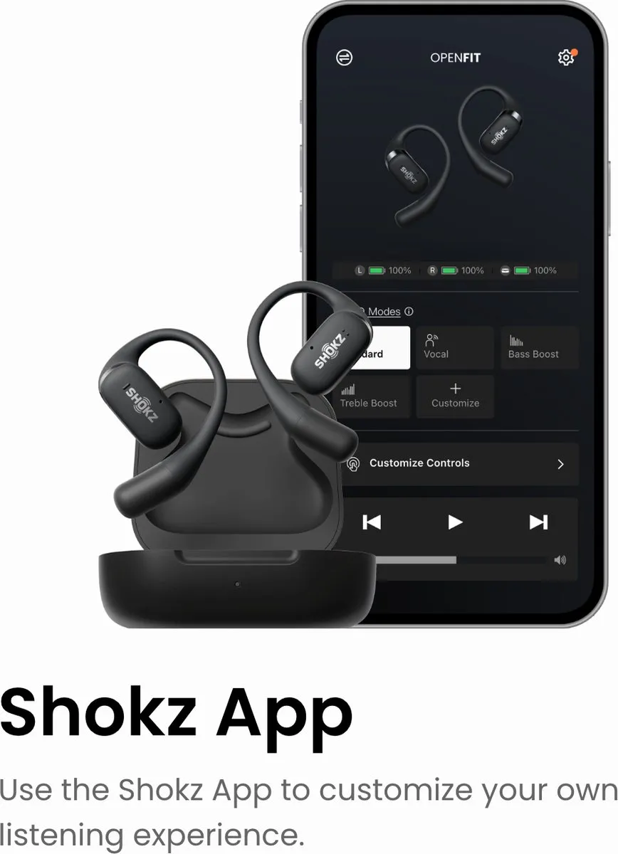 Shokz OpenFit Open-Ear Sporthoofdtelefoon - Zwart - afbeelding 6 van 6
