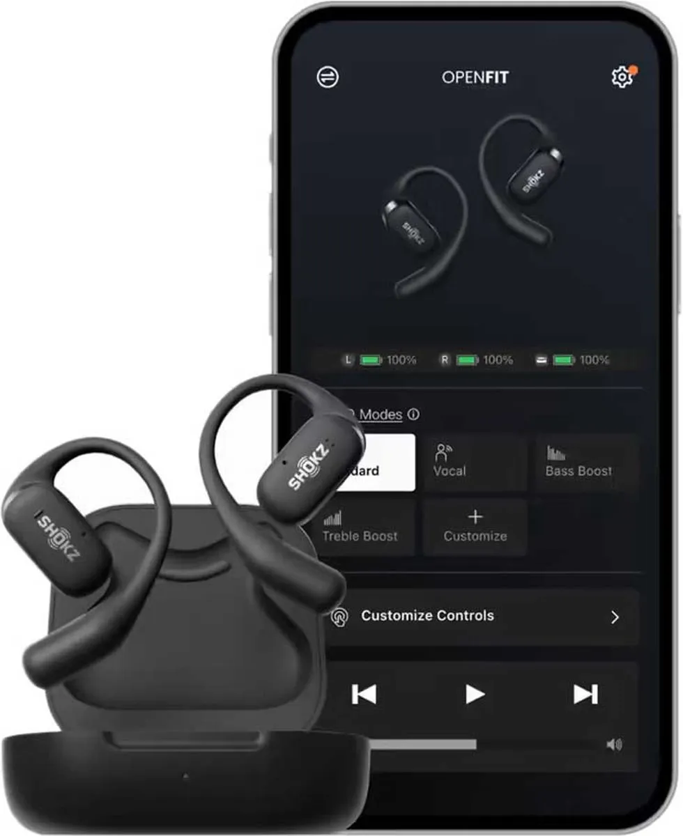 Shokz OpenFit Open-Ear Sporthoofdtelefoon - Zwart