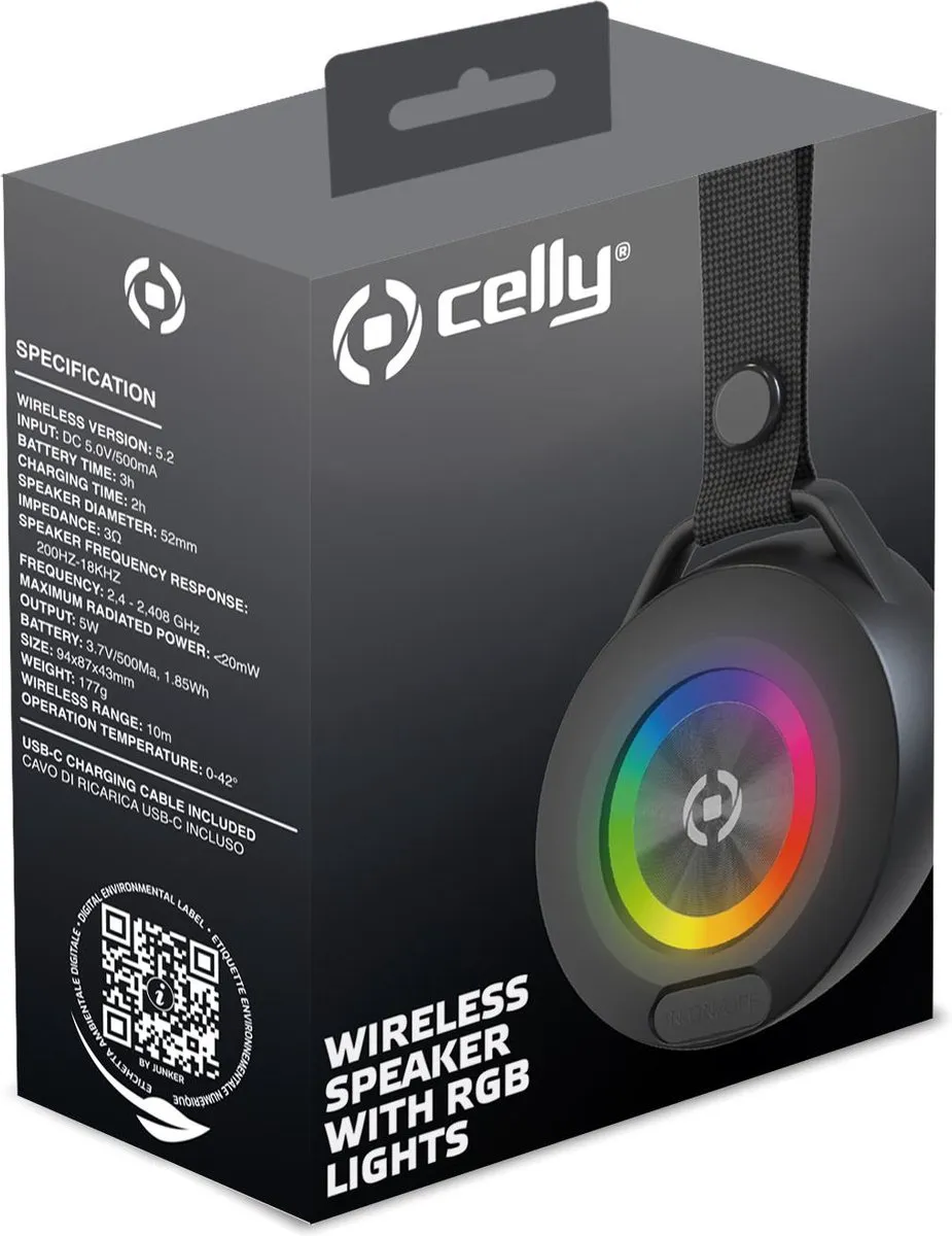 Celly LIGHTBEATBK Draadloze Speaker - 5W - Zwart