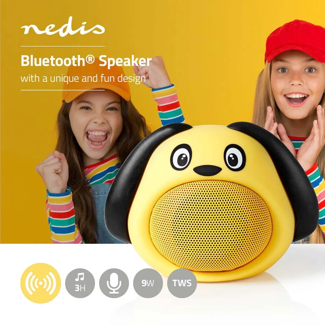 Nedis Animaticks SPBT4110YW Bluetooth Speaker - 9W - Geel