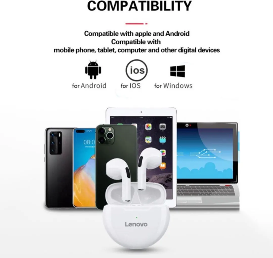 Lenovo HT38 PTM7C02923 Bluetooth Oordopjes - Wit