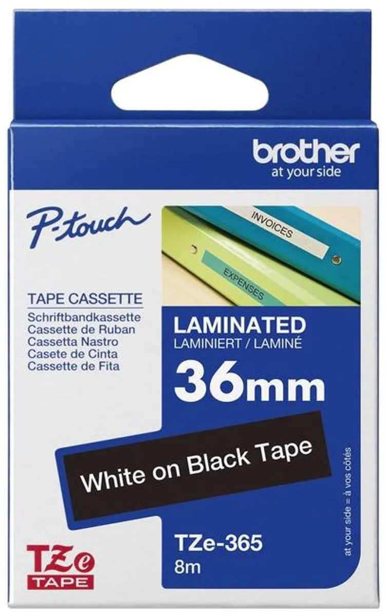Brother P-Touch TZE-365 Labelprinter - 36mm - Wit op zwart
