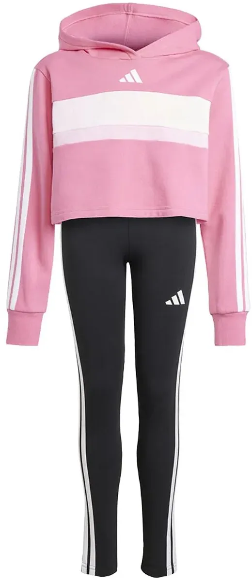 Adidas Tiberio 3 Stripes Fleece Trainingspak - 13-14 jaar - Roze/Wit