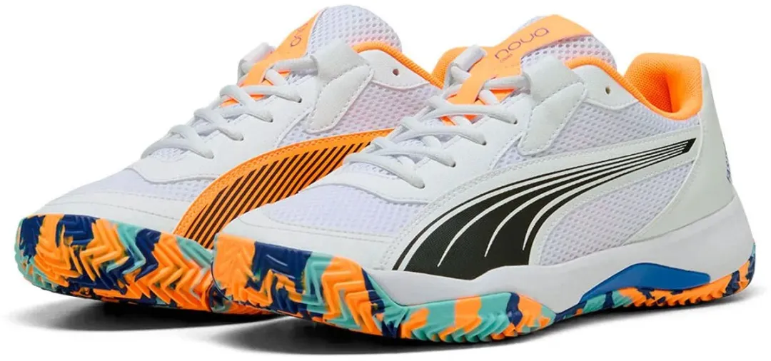 PUMA Nova Court Padelschoenen 43 - Wit/Zwart/Vivid Blue