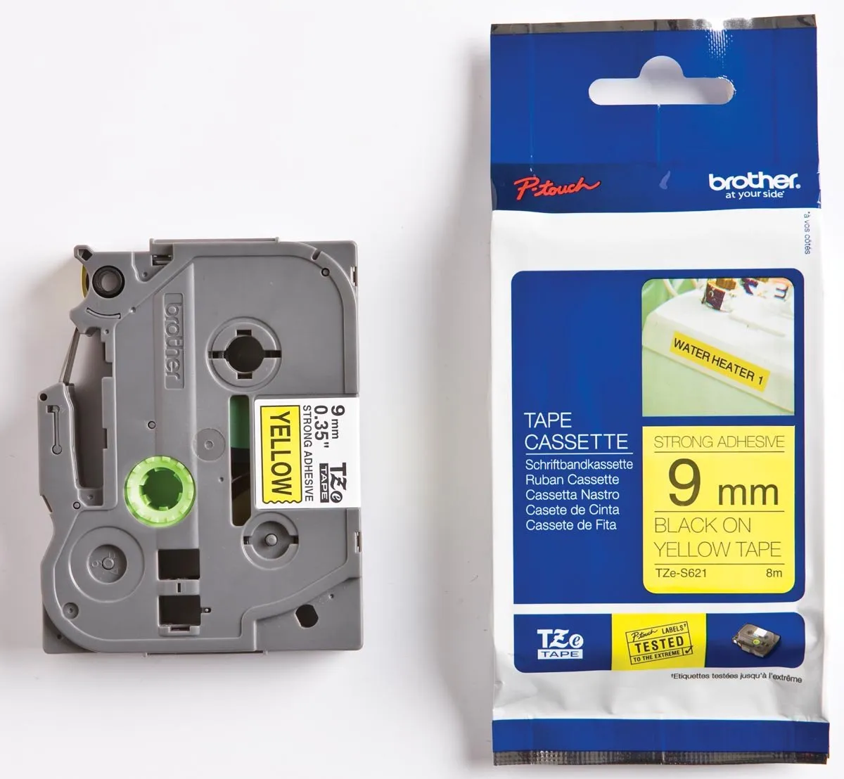 Brother TZE-S621 Cartridge - 9mm - Zwart/Geel