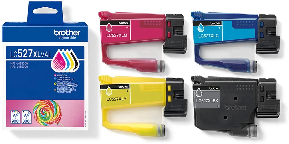 Brother LC527XLVAL Inktcartridges - 4 Stuks (XL) - Zwart/Cyaan/Magenta/Geel