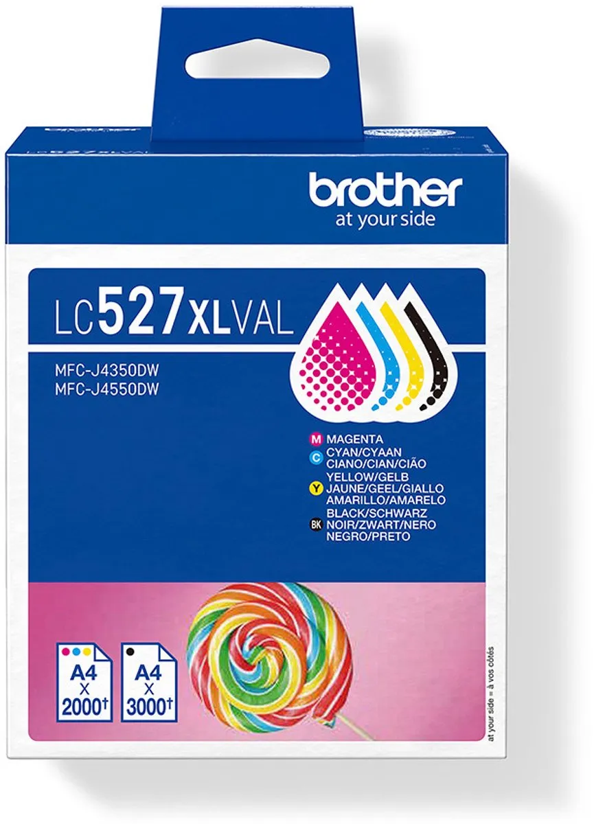 Brother LC527XLVAL Inktcartridges - 4 Stuks (XL) - Zwart/Cyaan/Magenta/Geel