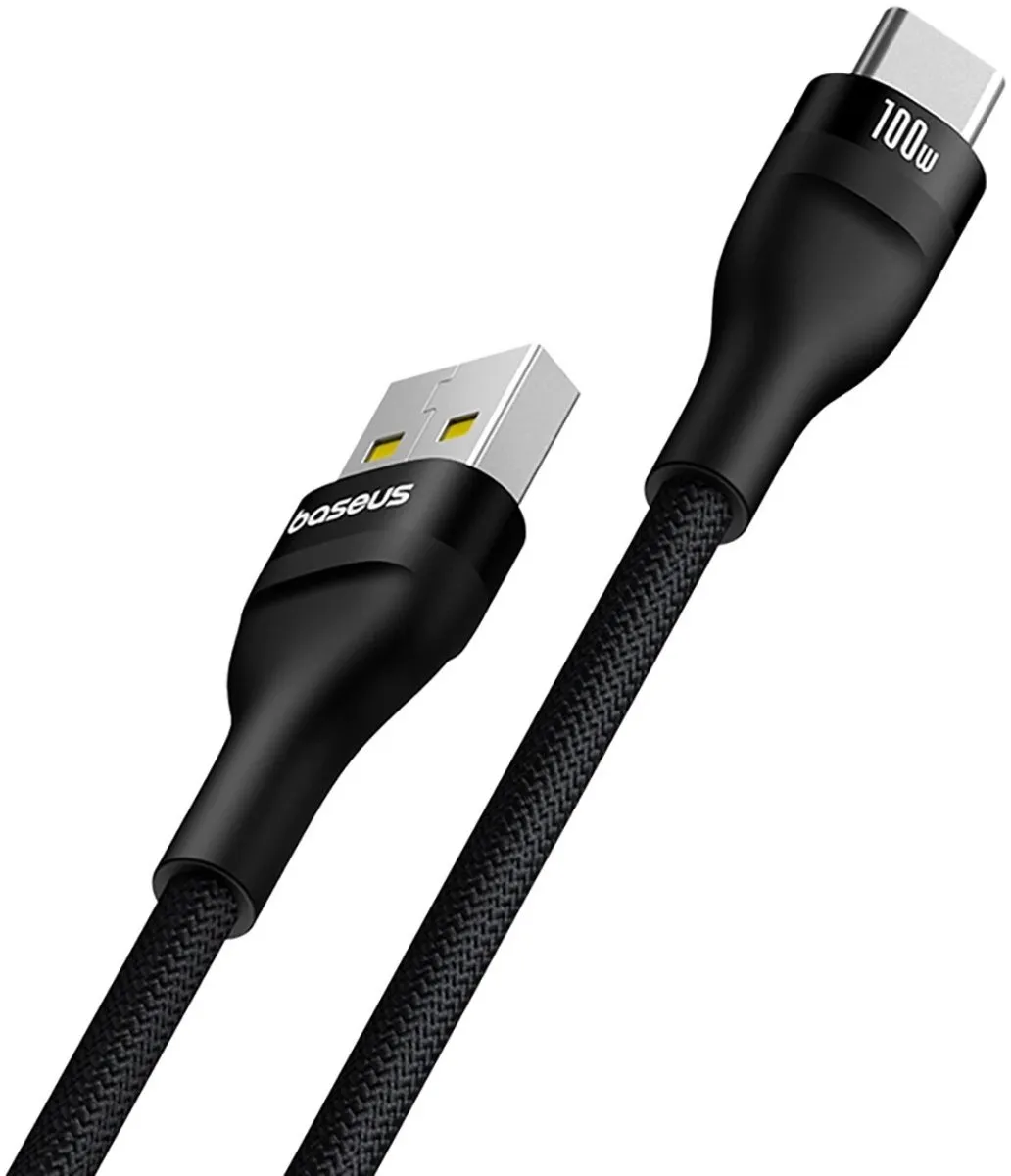 Baseus USB-C naar USB-A 100W Kabel 1m - Transparant