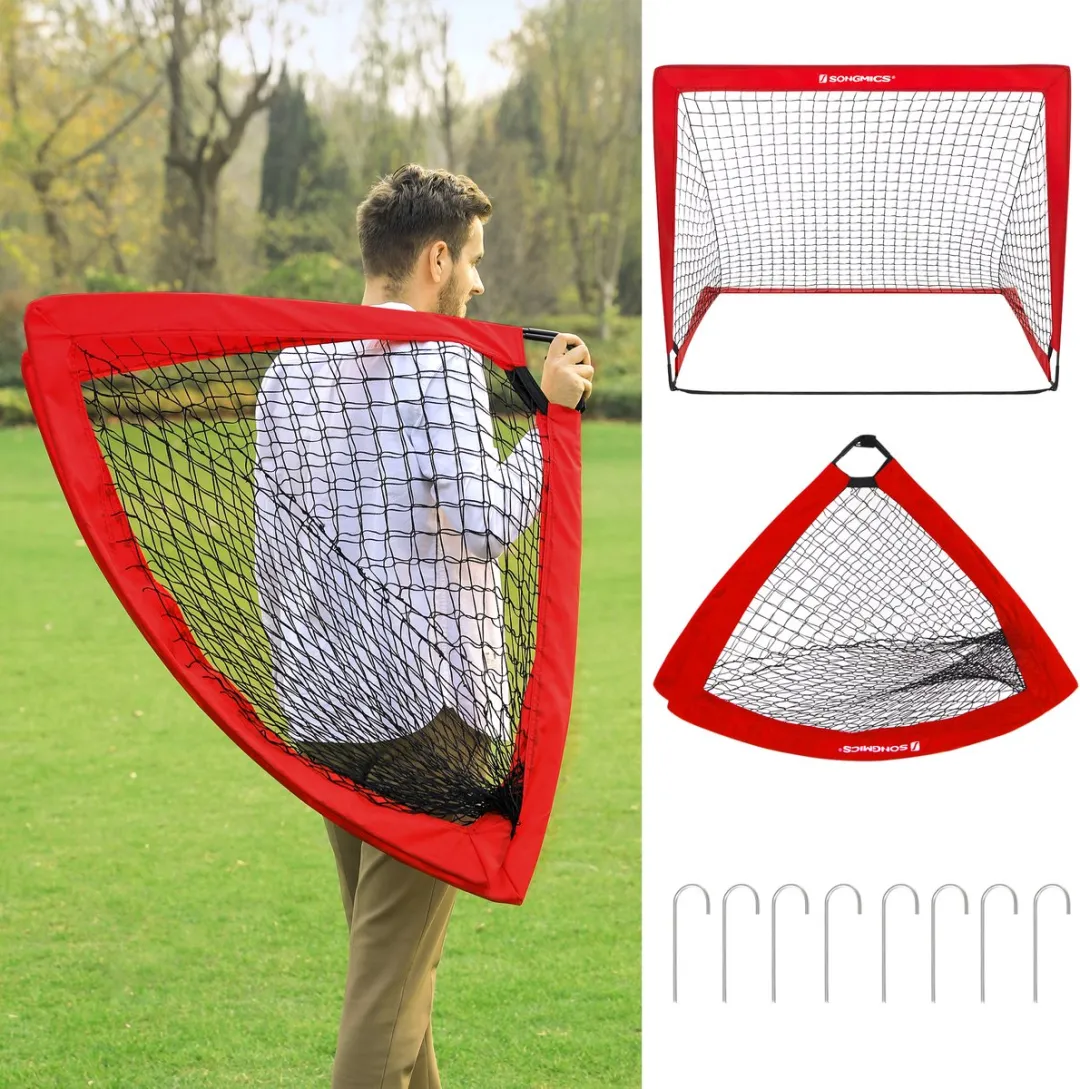 Songmics SZQ122R02 Voetbaldoelen Pop-up - 2 Stuks - Zwart