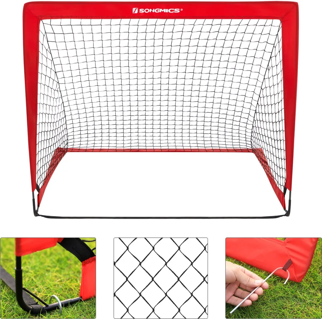 Songmics SZQ122R02 Voetbaldoelen Pop-up - 2 Stuks - Zwart