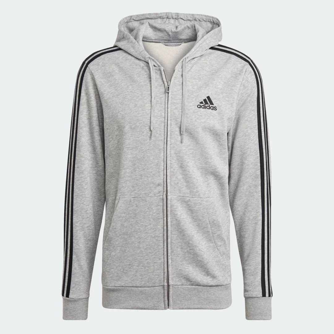 adidas Essentials French Terry 3-Stripes Ritshoodie GK9034 - Grijs - afbeelding 6 van 6