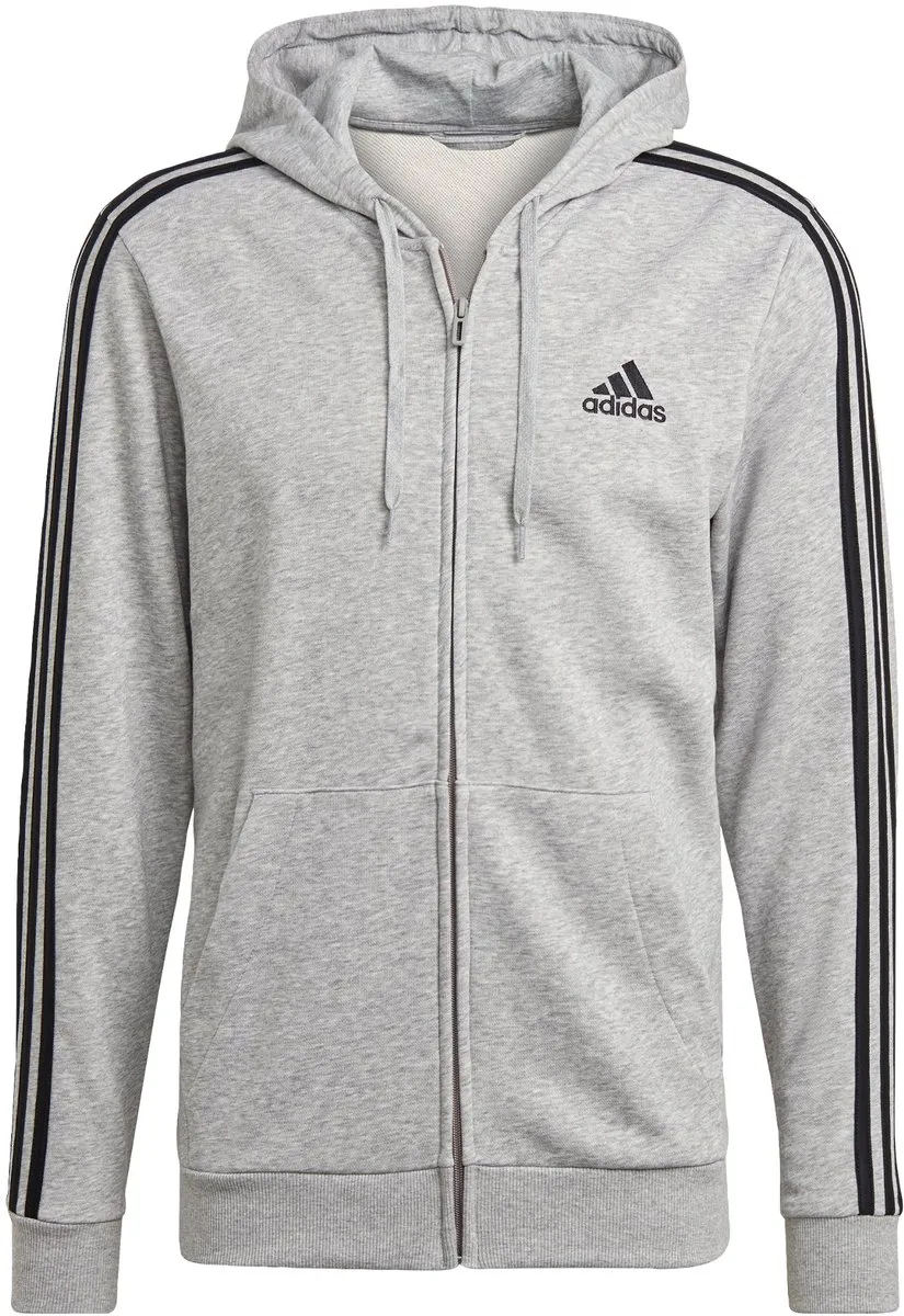 adidas Essentials French Terry 3-Stripes Ritshoodie GK9034 - Grijs
