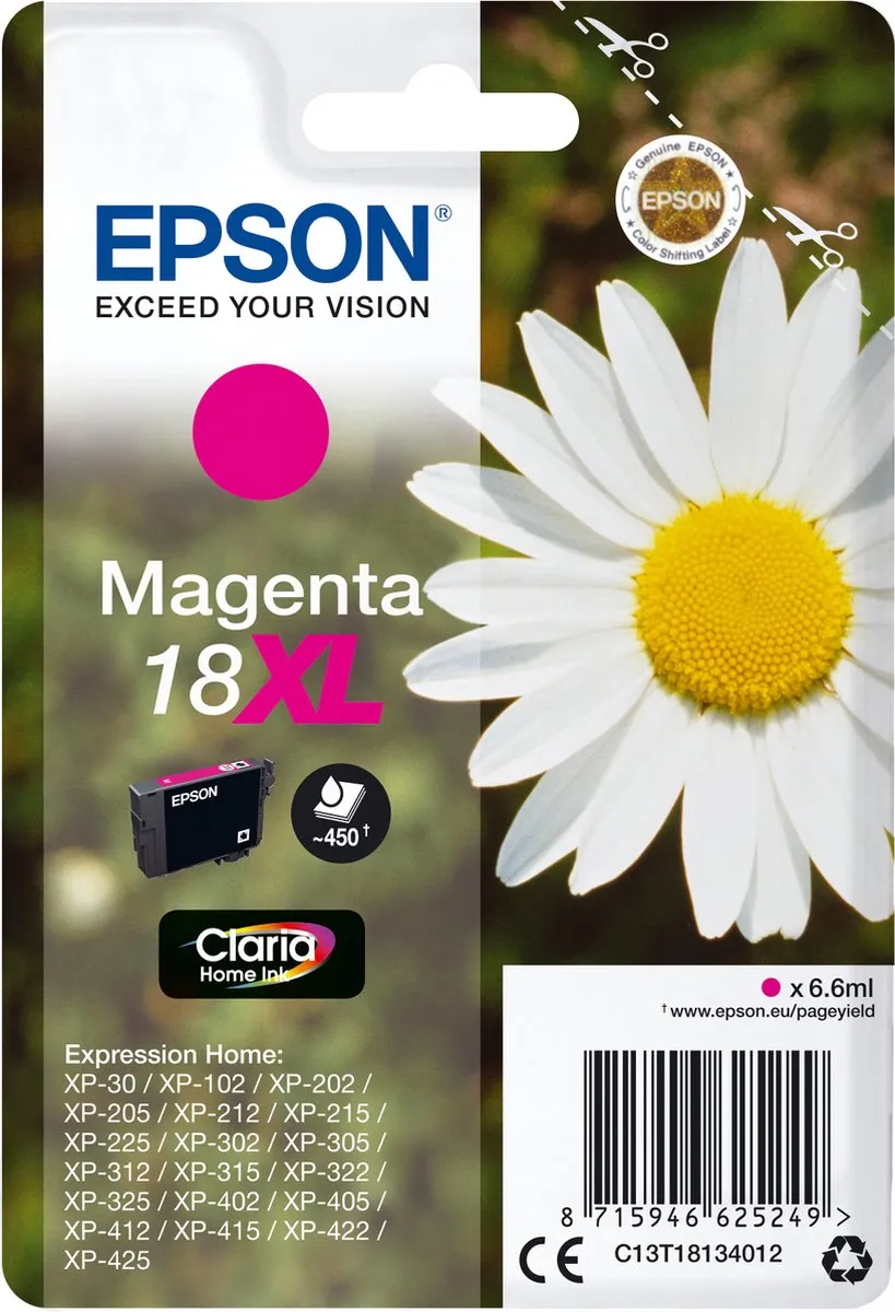 Epson 18XL Magenta Inktcartridge C13T18134010