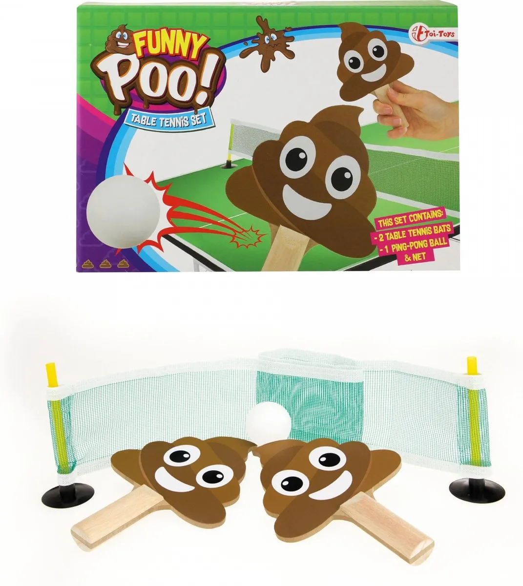 Toi-Toys Pingpongset Drollen 4-delig - Multicolor