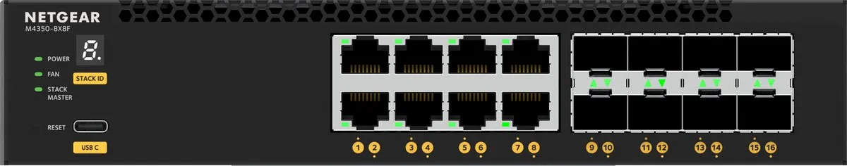 Netgear M4350-8X8F Managed Switch 10G - 16 Poorten Zwart - afbeelding 6 van 6
