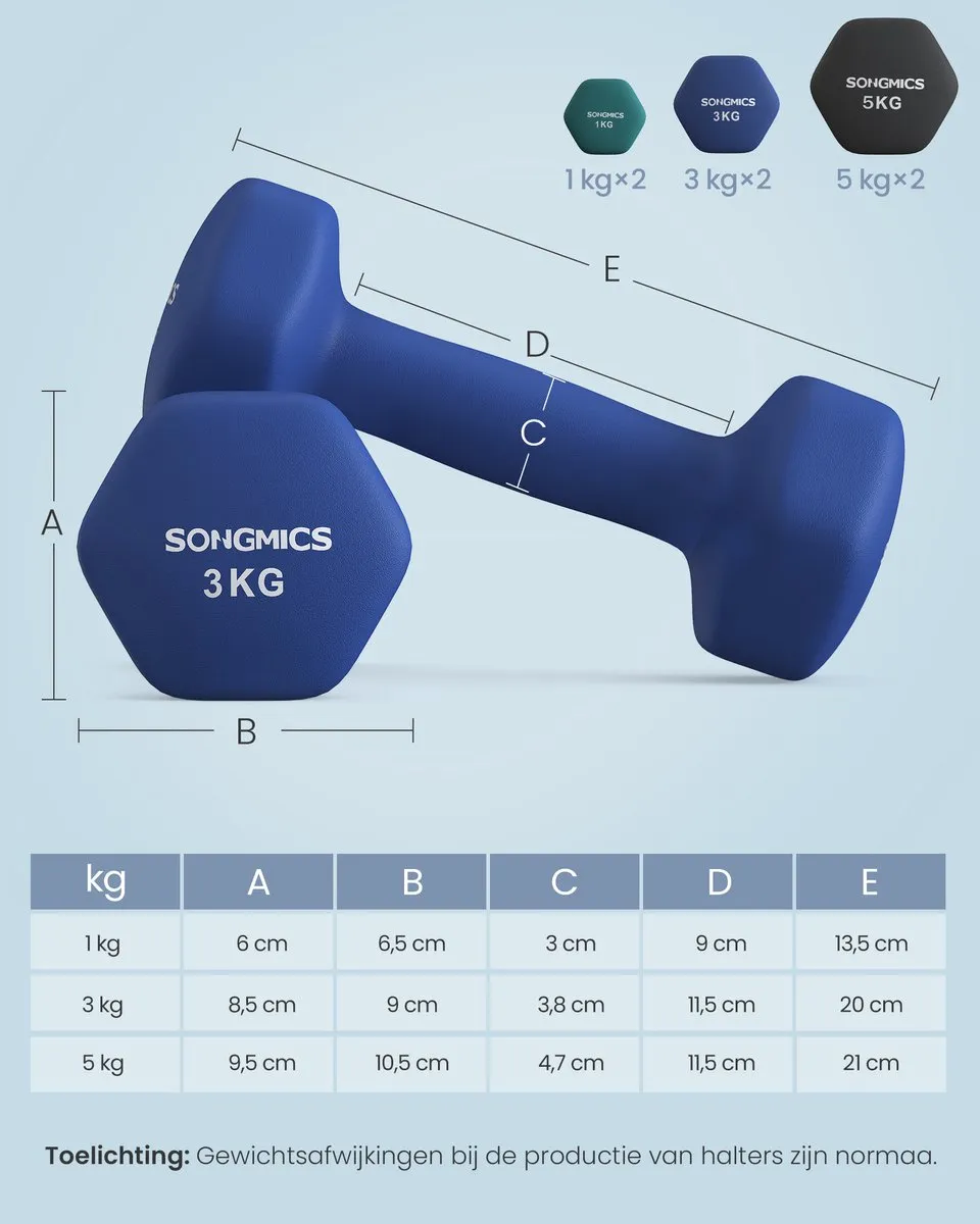 Songmics SYL618QZ02 Dumbbellset - 6 Stuks - Met Halterstandaard - Antislip