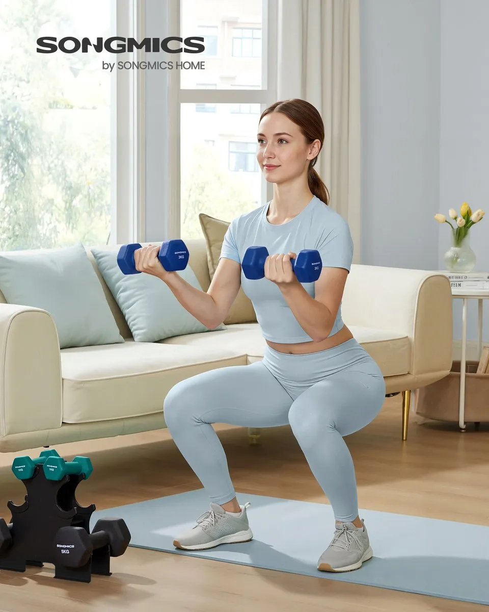 Songmics SYL618QZ02 Dumbbellset - 6 Stuks - Met Halterstandaard - Antislip