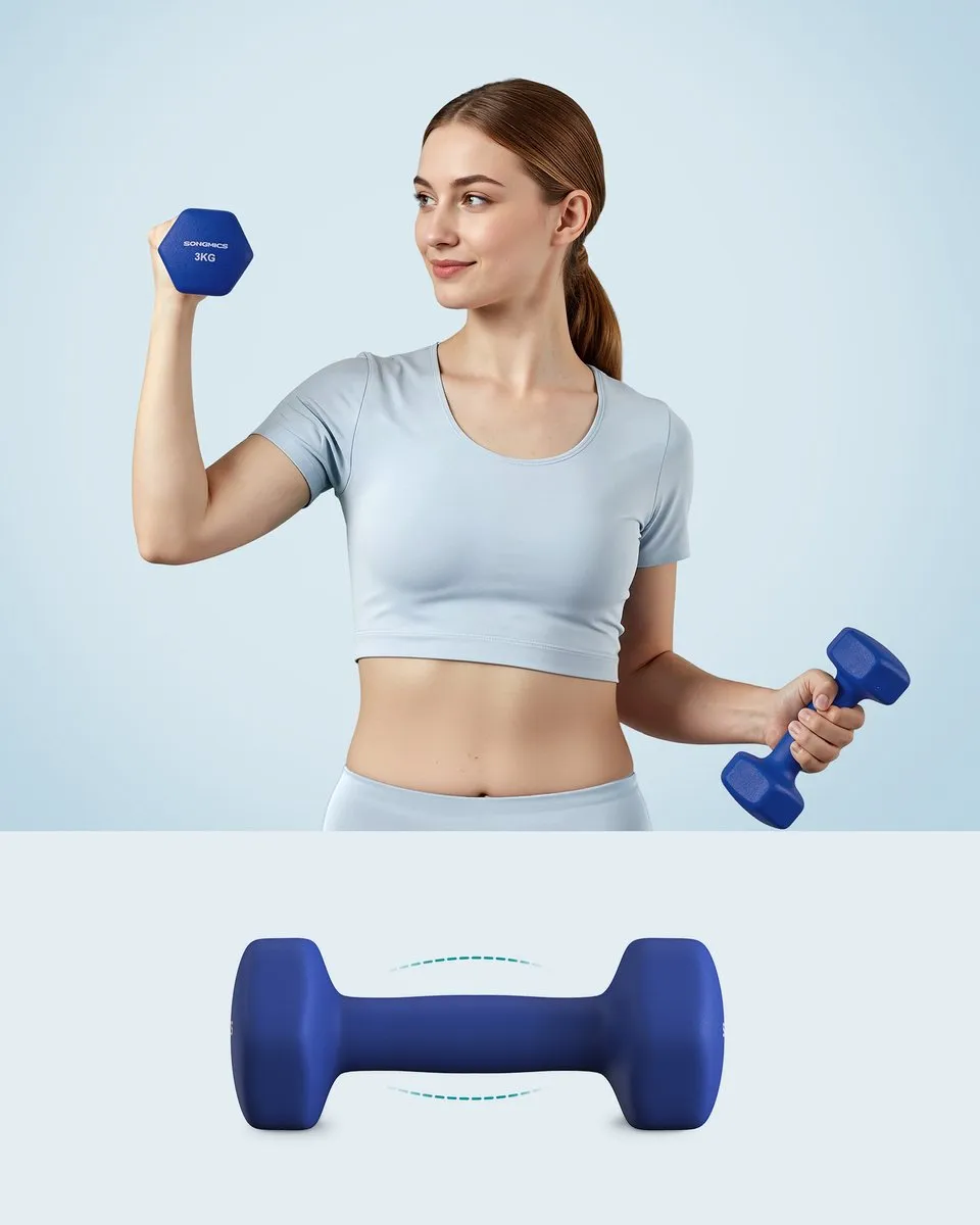 Songmics SYL618QZ02 Dumbbellset - 6 Stuks - Met Halterstandaard - Antislip
