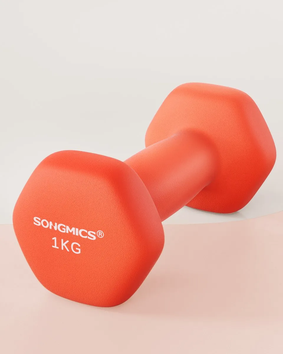 Songmics Hexagon Dumbbellset 2x1kg - Oranje