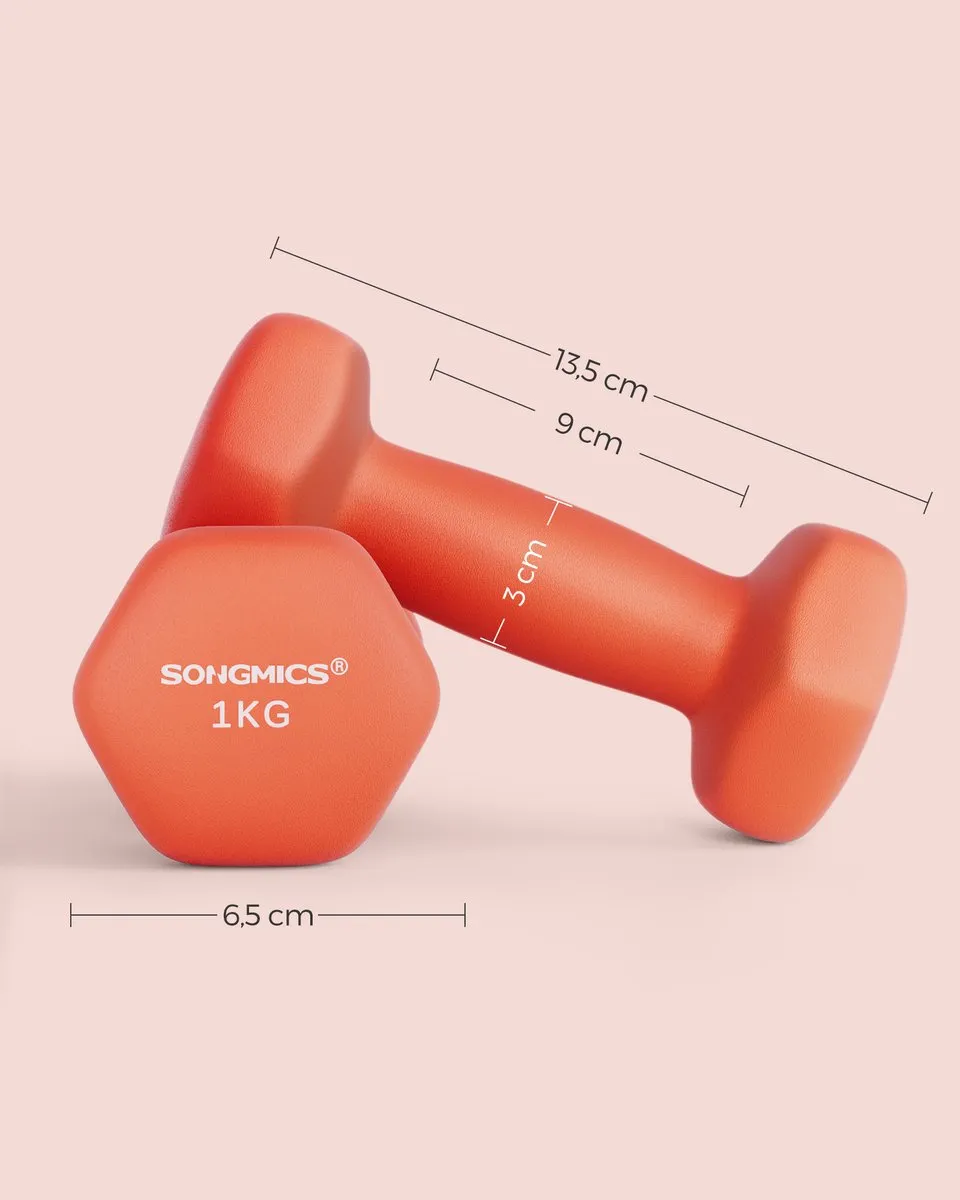Songmics Hexagon Dumbbellset 2x1kg - Oranje