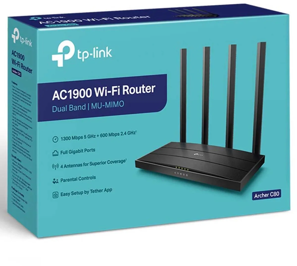 TP-Link Archer C80 Router 1900 Mbps WiFi 5 - Zwart