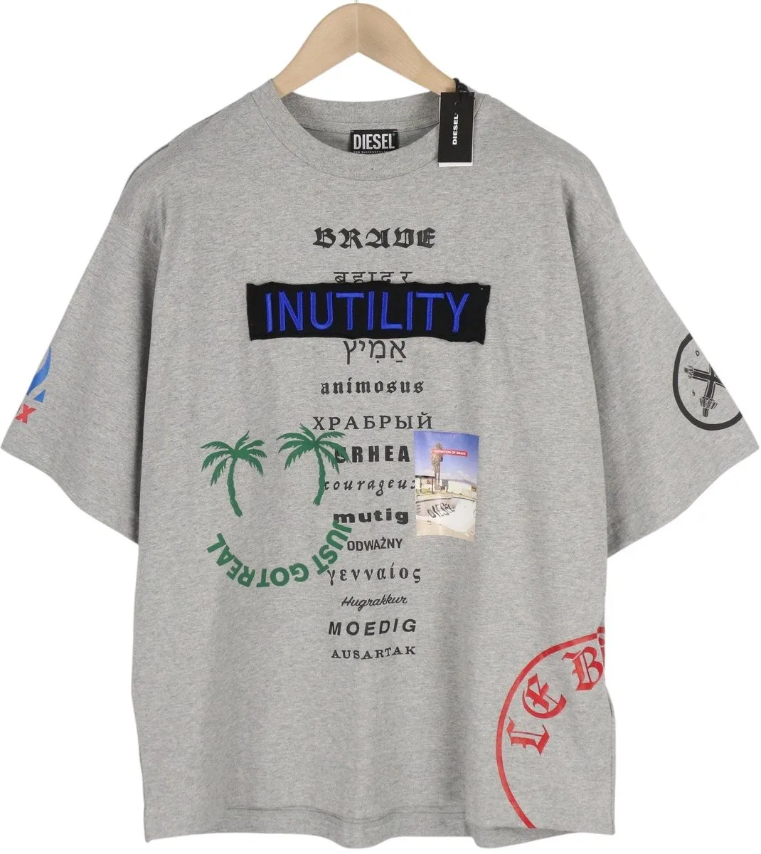 Diesel T-balm-b2 Heren T-shirt - Grijs - S