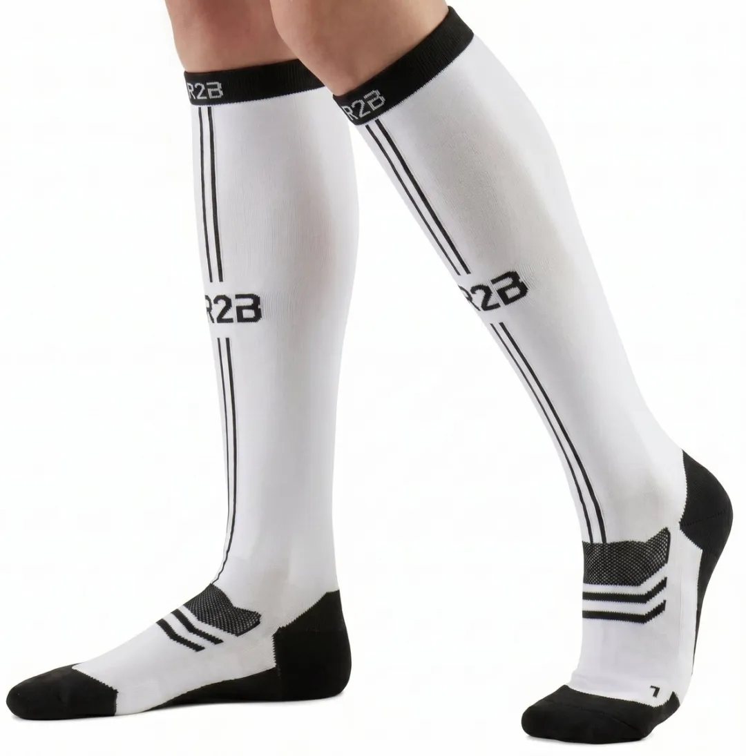 R2B Sport Compressiekousen XL Wit/Zwart