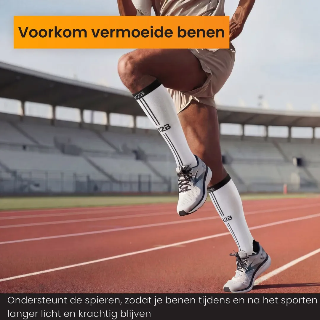 R2B Sport Compressiekousen XL Wit/Zwart