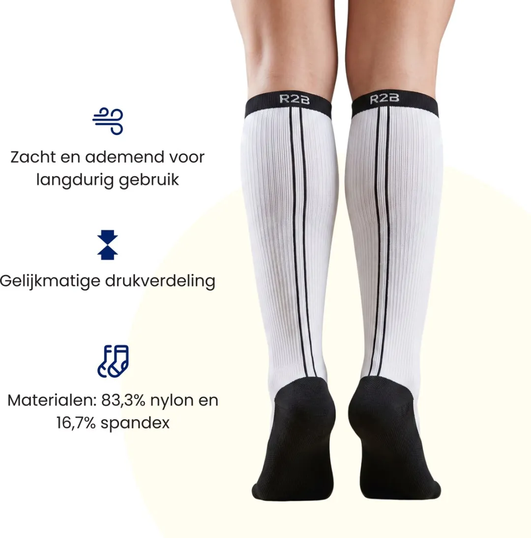 R2B Sport Compressiekousen XL Wit/Zwart