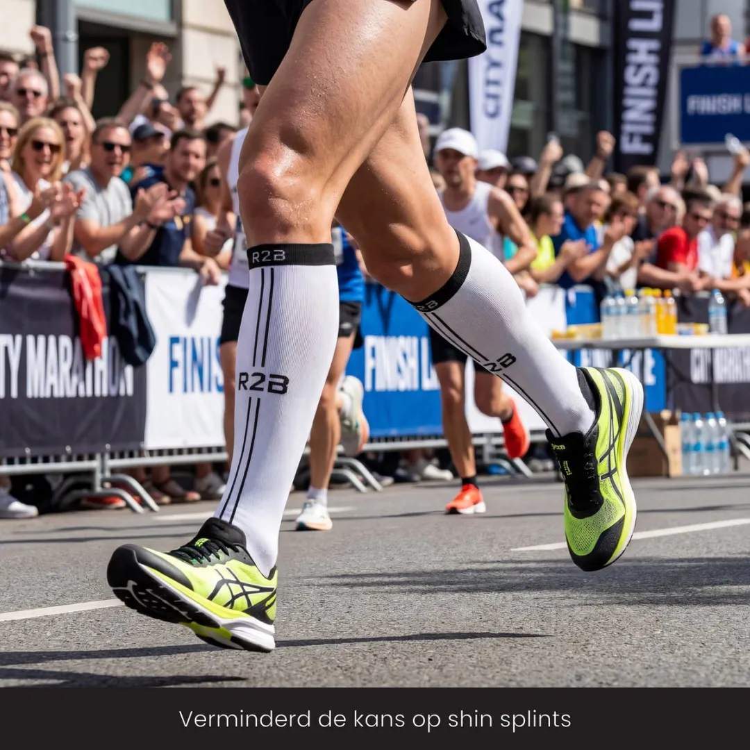 R2B Sport Compressiekousen XL Wit/Zwart