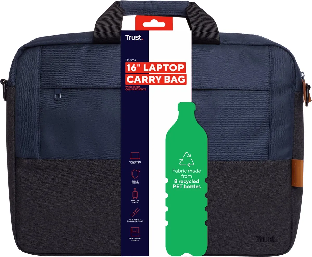 Trust Lisboa Laptoptas 16 inch - Blauw - 2 Vakken